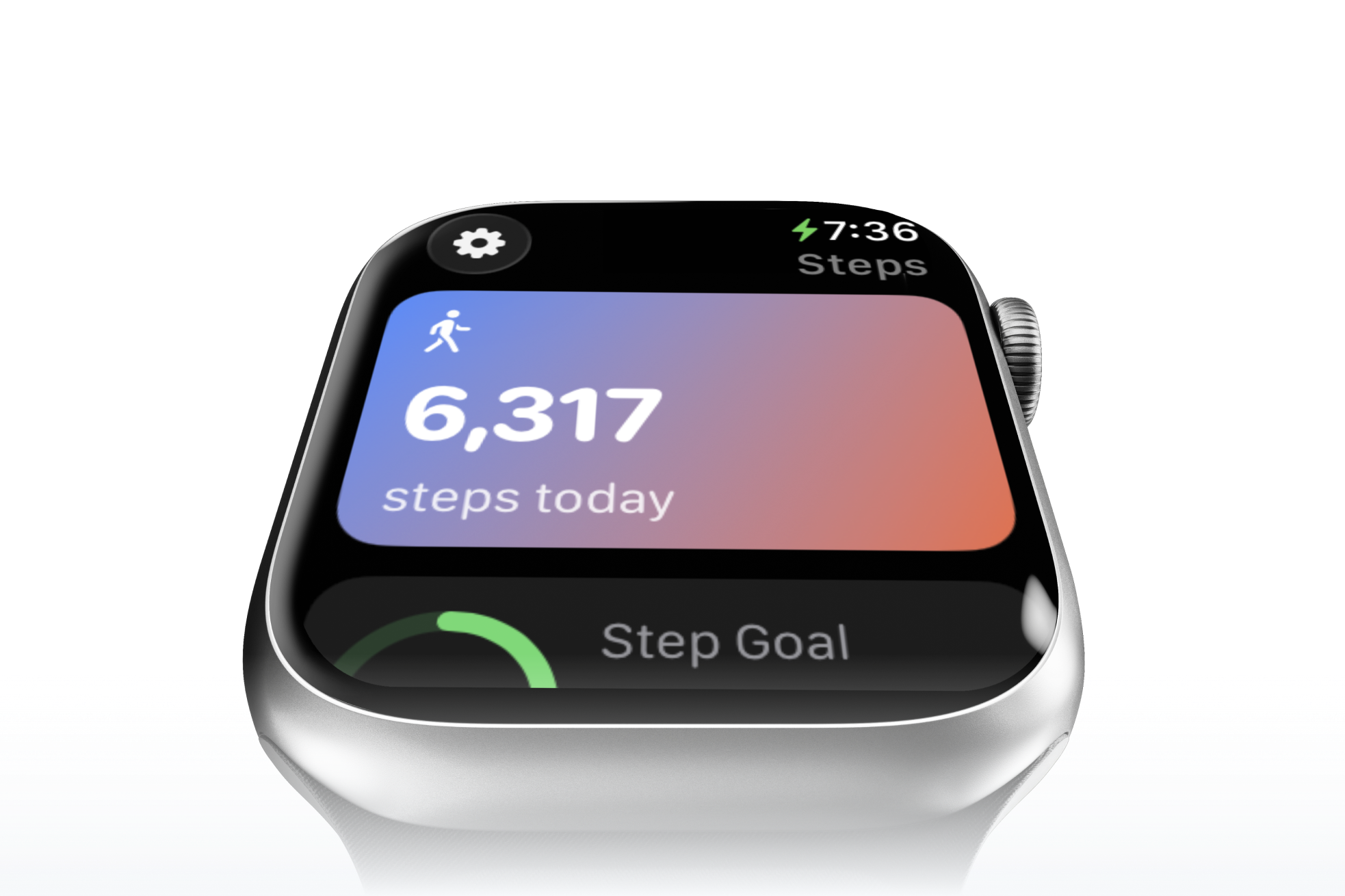 Apple Watch showing Health Connect steps and activity